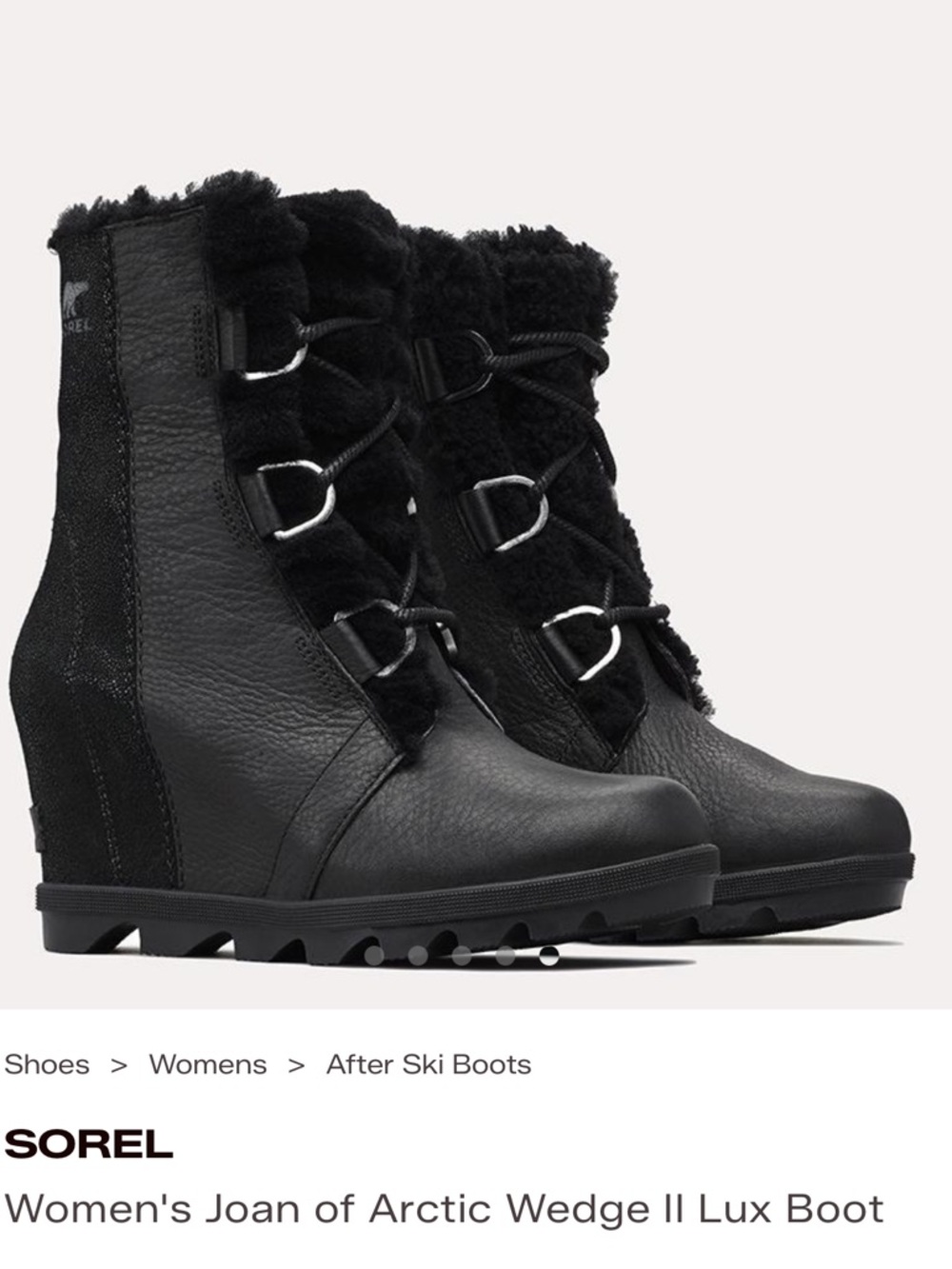 Sorel Joan of Arctic II Lux Wedge Boot Black Waterproof Size 10 US